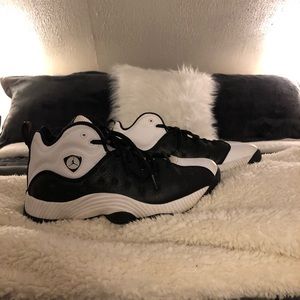 Black and white high top Jordan’s